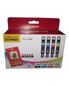 CANON CLI-226 (4546B007AA) Black + Colors Multi-pack (KCMY) + Paper