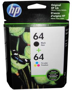 HP X4D92AN (64) Black and Tri-Color Ink Cartridge