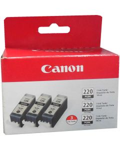 CANON PGI-220BK3 (2945B004AA) Tri-Pack Black Ink 9ml ea.