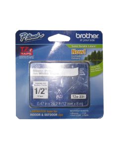BROTHER TZe-231 P-touch label tape 1/2 in. Black on white